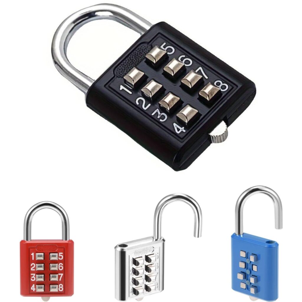 8 Digit Push Button Combination Number Code Padlock