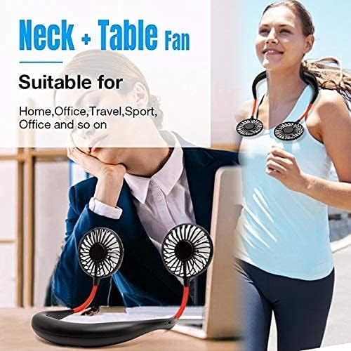 Rechargeable hand neck fan on table