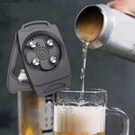 Effortless rotary can opener with a topless bottle cap remover, featuring a smooth cut, ergonomic grip, and durable design for home and travel use.