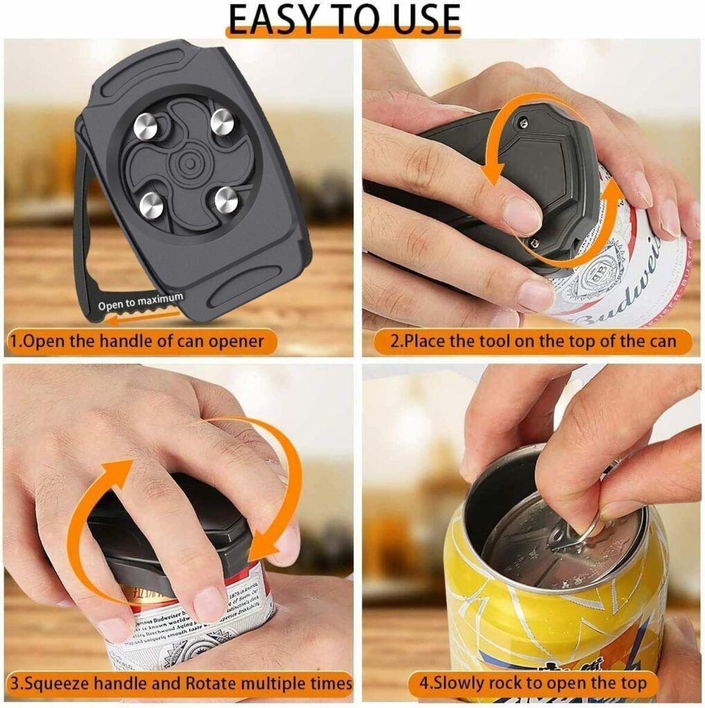 Can opener with how to use in action